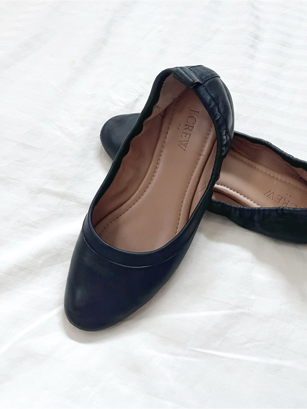 J. Crew | Lizzie Leather Round Toe Ballet Flats | Black, Size 6.5